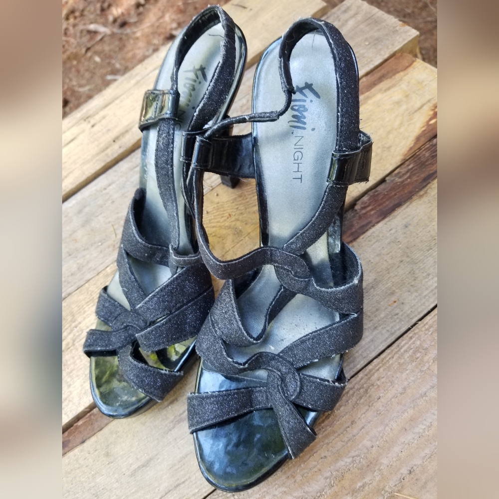 Size 10 Sparkle High Heel platform shoes Fioni Night ladies straps buckles